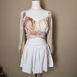 Peach Size Medium Cropped Tie Back Coquette Soft Girl Long Sleeve Princess Core